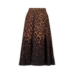 Gianvito Rossi Tan and Black A-line Midi Skirt Cocktail